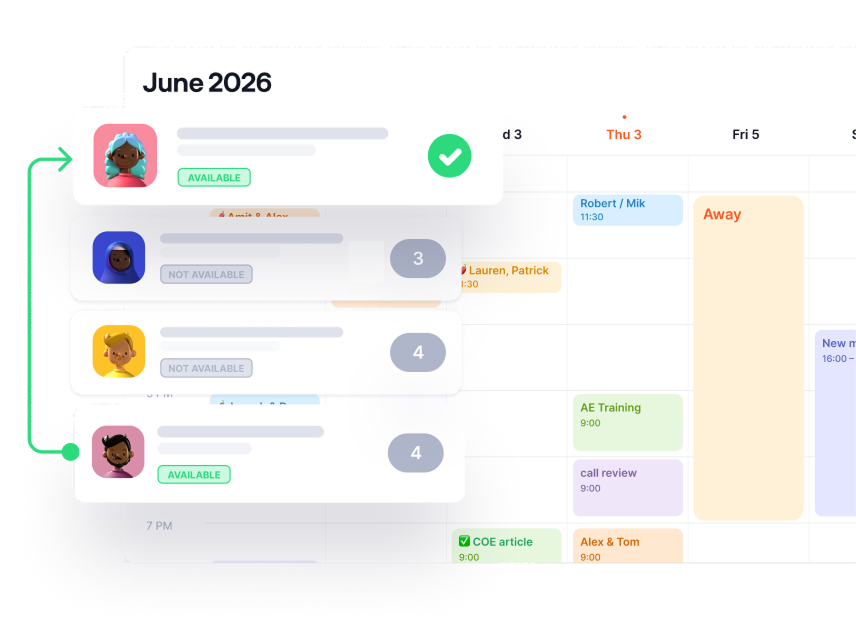 Chili Piper scheduling interface showing team member availability